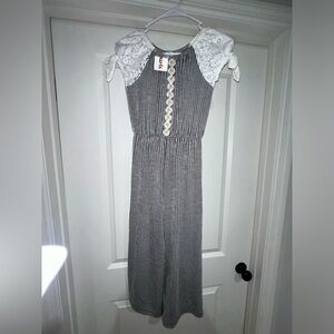 Girls NWT Black & White Striped Jumpsuit Size 12
